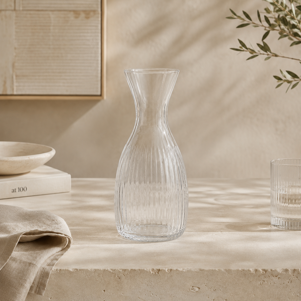 Ribbed Glass Carafe Set