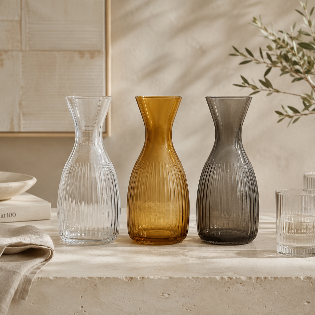 Ribbed Glass Carafe Set